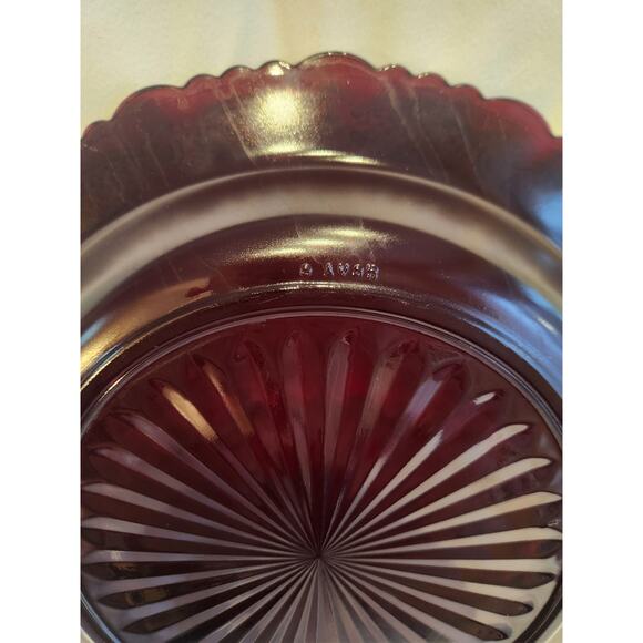 Avon 1876 Cape Cod Ruby Red Pie Plate 11" Fostoria Vintage Pressed Glass USA - Picture 4 of 6